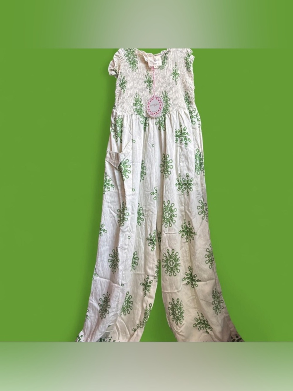 Umgee Ivory and Forest Green Jump Suit